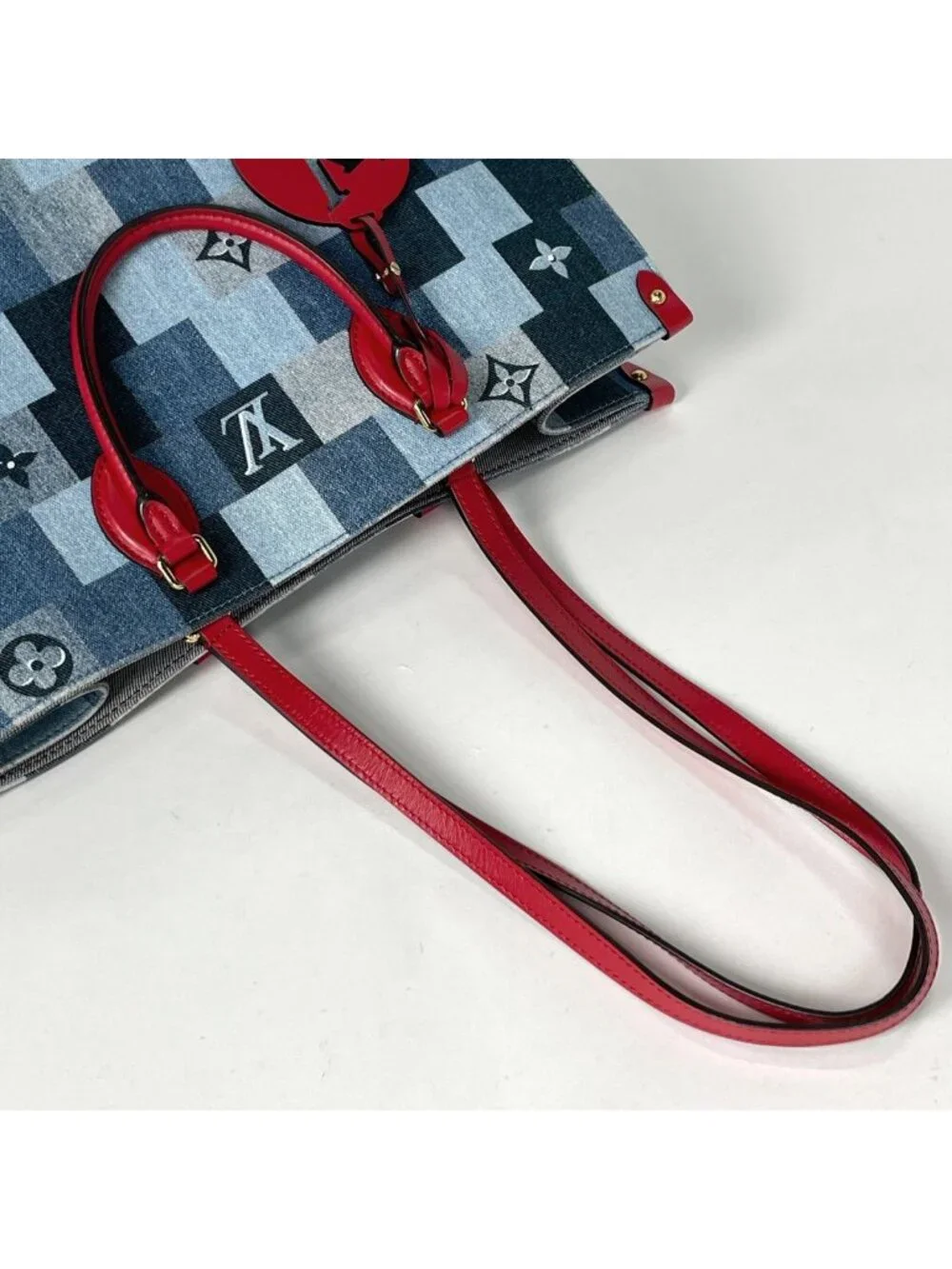 Louis Vuitton On The Go GM Handbag 2-Way Monogram Denim Blue